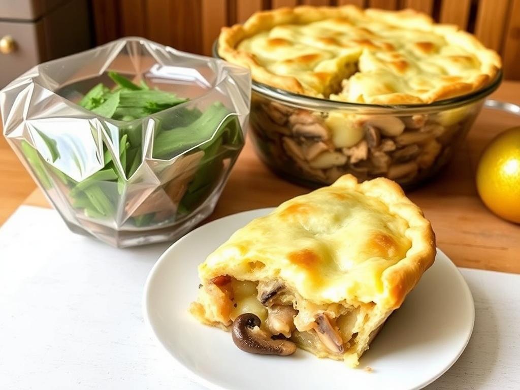 Potato and Mushroom Pie. Storage, freezing, and reheating