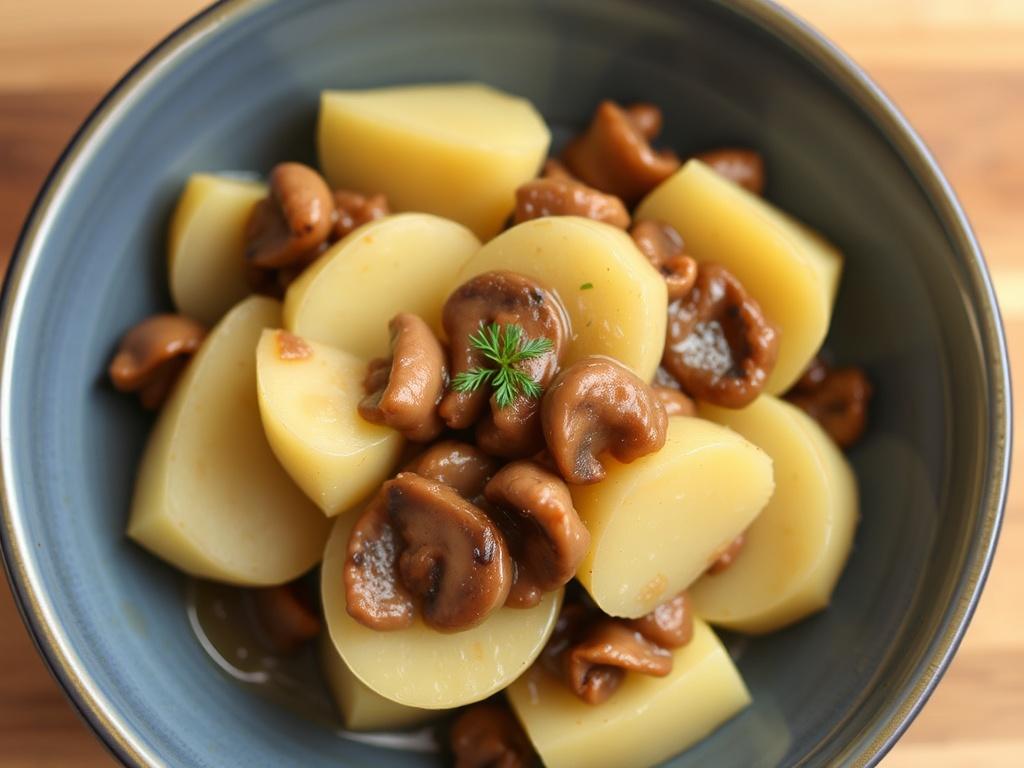 Potatoes with Mushroom Sauce. Techniques for cooking potatoes