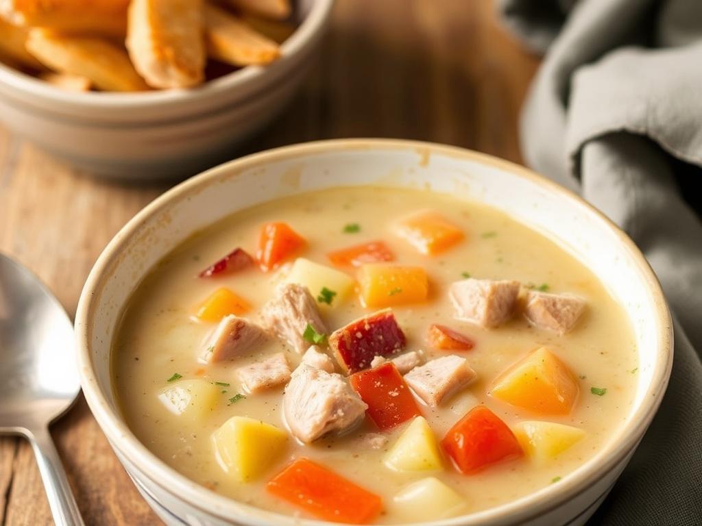 Pork and Potato Soup. Ways to serve leftovers and stretch the meal